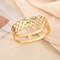 Gold-plated hollow honeycomb bangle featuring clear cubic zirconia and oval open design - Hollow Geometric Bangle Real Gold Plated (NV06-1)