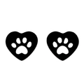 Cute heart shaped black paw print earrings for women with minimalist animal motif - Black