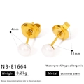 Minimalist 4mm freshwater pearl stud earrings in gold-plated stainless steel for women - 18K Gold