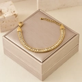 Bohemian gold plated titanium steel bracelet with sparkling cubic zirconia inlay - White