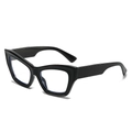 Classic black cat-eye sunglasses with wide temples and retro glossy finish design - Black Frame