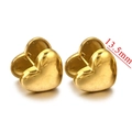 Orecchini a cerchio dorati a forma di cuore da 13,5 mm con finitura lucida a specchio - Cuore / 13.5mm (Prezzo singolo)