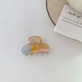 Dettaglio di un grande fermaglio per capelli in acetato con sfumatura marmorea lucida - Taglia Mini / Mini Multicolore Intenso