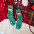 Calze natalizie verdi in pile corallo con ricamo di Babbo Natale per l'inverno - Babbo Natale Stella