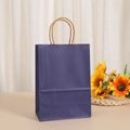 Detail of dark purple paper gift bag with twisted rope handles in a warm lifestyle setting - 15*11*6 / Dark Blue