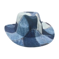 Cappello fedora retrò in denim patchwork con stile casual e tessuto blu testurizzato - Taglia unica / Blu Chiaro (Denim Patchwork)