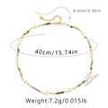Bohemian beaded necklace in gold and green with heart charms and extension chain - Heart Beads Light (KN0306-2)