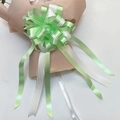 Large light green and white double-layer wedding ribbon pull bow with silver stripes - Vertical Stripe Green