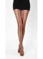 Detailed knit pattern of coffee brown hollow-out fishnet tights with diamond textures - One Size (40-75kg) / Light Coffee