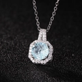 Macro view of light blue square zircon pendant with shimmering diamond-like setting - Ice Flower Light Blue Pendant Only (Without Chain)