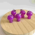 Five purple mushroom pendants in natural stone style with silver metal clasp - Purple Jade