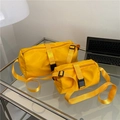 Bright yellow Oxford fabric crossbody bags in large and small sizes for daily commute - Large / Yellow