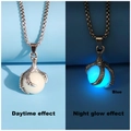 Luminous dragon claw necklace showing daytime look and blue night glow effect - Necklace / Antique Silver Blue Glow