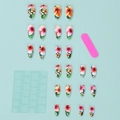 Set unghie finte a mandorla con motivi floreali tropicali di frangipane e kit uso - Set scatola bianca da 24 pezzi (con colla gelatinosa/lima)