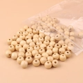 Natürliche Ahornholzperlen mit großen Löchern für DIY-Schmuckherstellung und Handwerk - 10mm/100Stk / Reinweiß