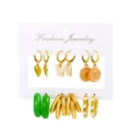 Set van 6 paar vintage gouden oorbellen met parels, hartjes en groene harsringen - Groene Stijl DZ-035