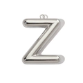 Macro detail of silver mirror polished 3D hollow letter Z pendant in stainless steel - Letter Z / Mirror Silver