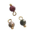 Pendenti in pietra naturale viola, taupe e verde con anelli in metallo dorato - Tormalina (4mm, 5 Pezzi/Confezione)