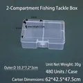 Clear 2-grid PP storage box for fishing gear and parts with secure clasp 10.3x7.2x3cm - Fishing 2 Compartments