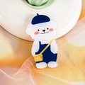 Cute acrylic brooch featuring a cartoon bichon dog with blue beret and overalls - 12 Bag-carrying Bear