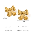 Orecchini a fiocco in acciaio inossidabile dorato PVD 18K con dimensioni di 2,7 cm - Orecchini a Bottone con Fiocco (SE010137)