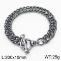 Bracelet cubain pour homme en acier rétro avec boucle tête de mort en argent vieilli - Style à Fermoir à Bascule Crâne et Os Tresse Robuste (KB179425-Z)
