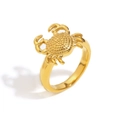 Gouden krab-ring van roestvrij staal met 18K goudvergulde details en uniek textuurontwerp - US 6 / Goud