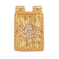 Golden hammered rectangle pendant with evil eye design and micro-set crystals - Rectangle Evil Eye (AAF9010)