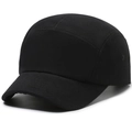 Classic black 5-panel baseball cap with soft top and minimalist canvas texture - Black
