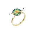 Rotating planet ring for women with colorful gemstones and anti-stress spinning feature - Adjustable Open / Rotating Planet / Gold