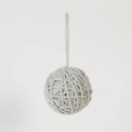 Light gray knitted Christmas ball with yarn texture and hanging rope for tree decor - Light Grey