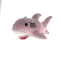 Porte-clés requin en peluche rose avec anneau en métal en tissu doux et court - Rose / Requin 15cm