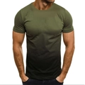 Men's slim-fit round neck short sleeve T-shirt with olive green to black gradient design - Army Green Black Gradient