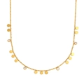 Collana in acciaio inossidabile placcato oro 18K con dischi tondi e pendenti in zircone - Catena di perline a disco tondo in zirconia - Oro