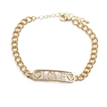 Bracciale LOVE placcato oro con ciondolo rettangolare, zirconi e dettagli a cuore aperto - Bracciale Singolo con Lettera LOVE