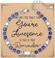 4MM blue natural stone beaded bracelet with silver metal spacer beads on gift card - Awesome Card Style / With Card / Lapis Lazuli
