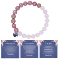 Bracciale da 8mm in pietra zebra rosa con ciondolo a cuore e biglietti regalo speciali - Stile Minerale Serie Rosa (Stile-2) / Alla mia mamma migliore