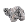 Natural gray and white marble turtle figurine with unique black stone texture - Black Network Stone / S