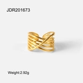 Detailsicht des mehrlagigen goldenen Rings mit Modell JDR201673 und Gewichtsangabe 2,92g - Einstellbar Offen / Gold (JDR201673)