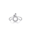 Minimalist S925 sterling silver adjustable chain ring with sparkling micro-pave circle - Adjustable Open / 925 Sterling Silver