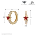 Dettaglio dell'orecchino a stella rossa in argento 925 placcato oro con misure - Argento 925 / Goccia d'Olio Rossa (Argento 925 Placcato Oro)