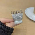Silver alloy hair claw clip with multiple rows of sparkling rhinestones for ponytails - Excavator Claw Rhinestone-Silver