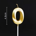 Golden number 0 smokeless birthday cake candle with 4.8cm height measurement indicator - Gold Number 0