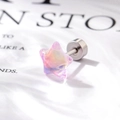 Pendientes de estrella en acero de titanio morado iridiscente con cierre de rosca - Acero de Titanio + Resina / Rosa Púrpura de Ensueño (Pieza Individual) / Rosa Púrpura Fantasía