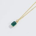 Collier élégant en or avec pendentif carré en zircon vert émeraude pour femmes - Vert