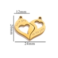 Pendentifs cœur en acier inoxydable doré 18 carats avec gravure Love You et Miss You - Or-G5 Cœur Lettre