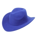 Detailed view of a bright blue wool felt western cowboy hat with wide brim and dented crown - M (56-58cm) / Sapphire Blue