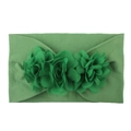 Detail of green chiffon flowers on a soft elastic nylon headband for baby girls - Green