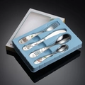 4-piece children's stainless steel cutlery set with cute forest animal illustrations - 4-Piece Set With Cartoon Pattern