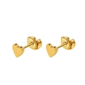 Polished 18K gold heart stud earrings in shiny finish with butterfly back closures - Heart